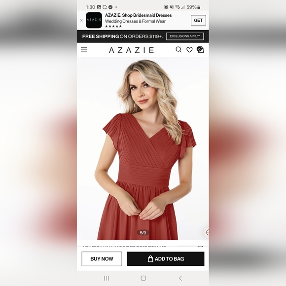 Azazie Modest Bridesmaid Dress size 18 burnt orange color - Picture 2 of 4